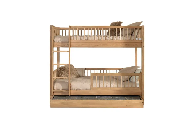 Køyeseng med skuff og sikkerhetsrekkverk Forrest Eik, Eik