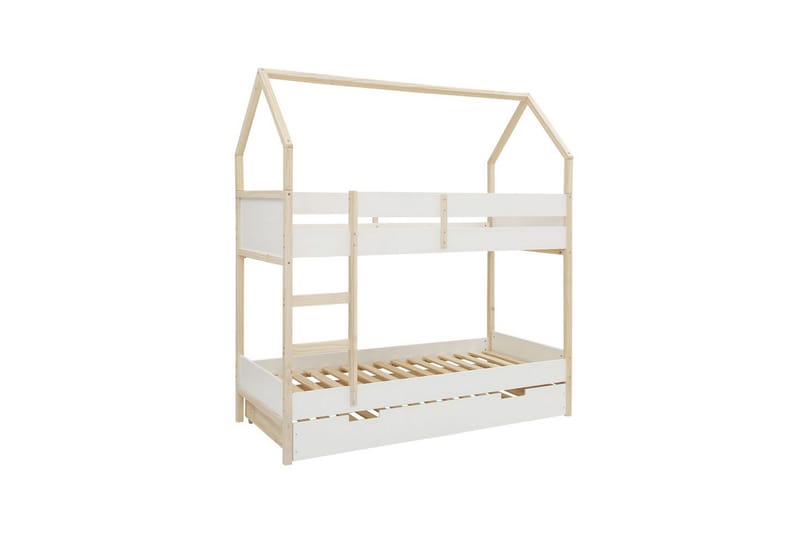 Køyeseng Square Line Hvit, 223x205x96 cm - Hvit, 223x205x96 cm - Møbler - Barnemøbler - Barneseng & Juniorseng - Loftseng barn