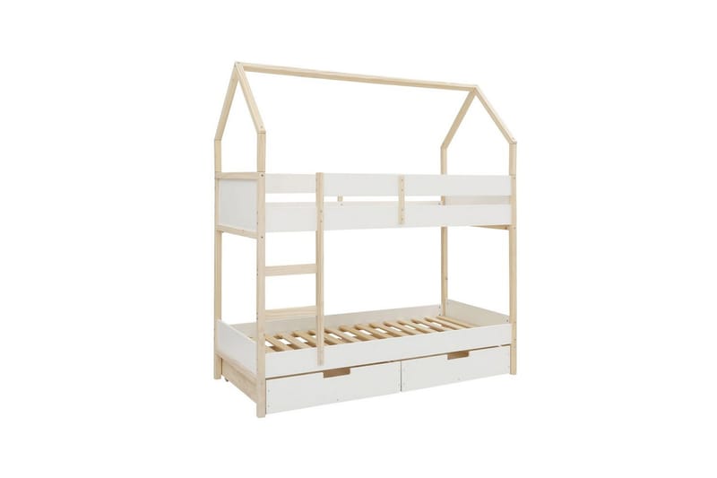 Køyeseng Square Line Hvit, 223x205x96 cm - Hvit, 223x205x96 cm - Møbler - Barnemøbler - Barneseng & Juniorseng - Loftseng barn