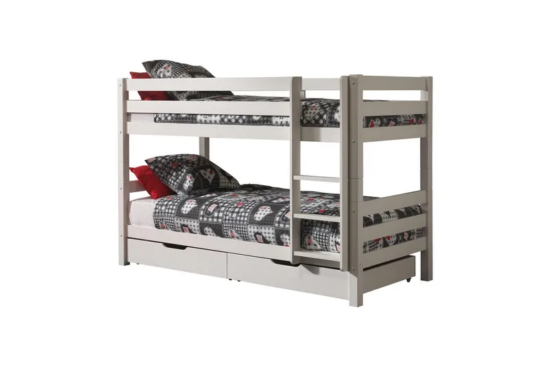 Køyeseng Pino Sett med 2 Skuffer Hvit, 140 cm, Hvit, 140 cm