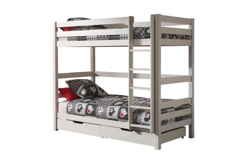 Køyeseng Pino Sett med 2 Skuffer Hvit, 180 cm - Hvit, 180 cm - Møbler - Barnemøbler - Barneseng & Juniorseng - Køyeseng barn