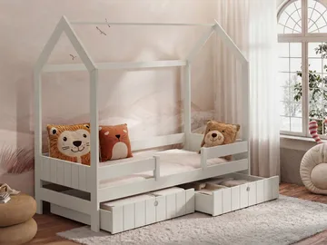 Kagetaka sengeramme husseng 80x180 cm med oppbevaring - Beige - Møbler - Barnemøbler - Barneseng & Juniorseng - Husseng
