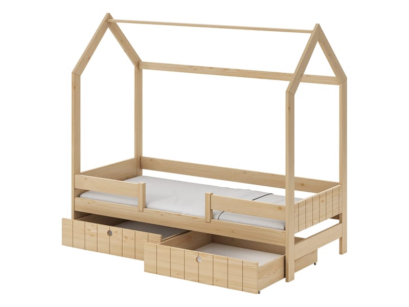 Kagetaka sengeramme husseng 80x180 cm med oppbevaring - Beige - Møbler - Barnemøbler - Barneseng & Juniorseng - Husseng
