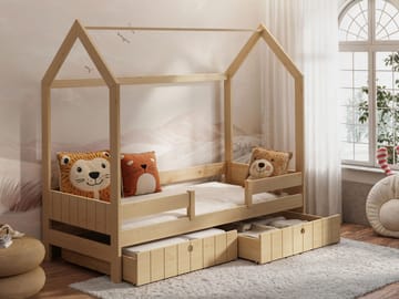 Kagetaka sengeramme husseng 80x180 cm med oppbevaring - Brun - Møbler - Barnemøbler - Barneseng & Juniorseng - Husseng