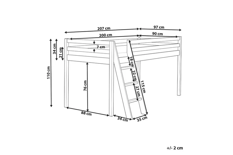 Lav køyeseng Ascoux - Hvit - Møbler - Barnemøbler - Barneseng & Juniorseng - Loftseng barn