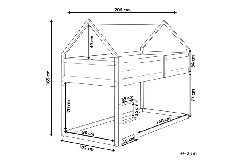 Lav køyeseng Dienne - Grå - Møbler - Barnemøbler - Barneseng & Juniorseng - Loftseng barn