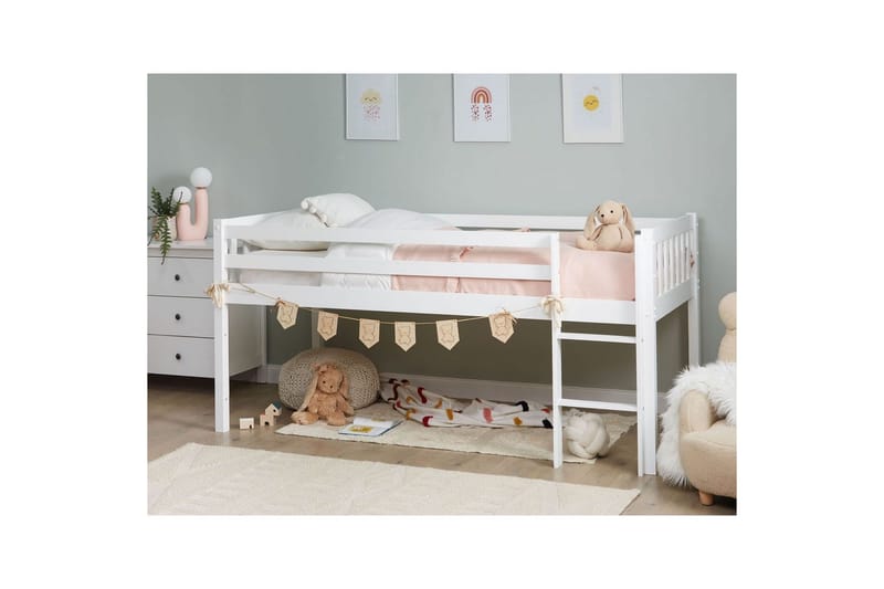 Lav køyeseng Peipin - Hvit - Møbler - Barnemøbler - Barneseng & Juniorseng - Loftseng barn