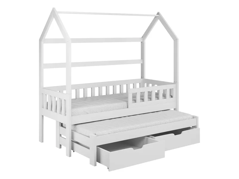 Majbelle sengeramme husseng 80x180 cm med oppbevaring og ekstra liggeplass - grønn - Møbler - Barnemøbler - Barneseng & Juniorseng - Husseng