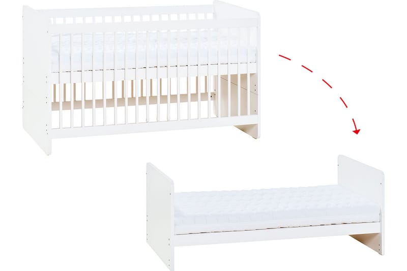 Maxim Sprinkelseng 70x140 cm Hvit - Hvit - Møbler - Barnemøbler - Barneseng & Juniorseng - Sprinkelseng