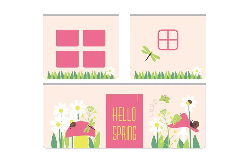 Middelseng med gardin Pino Spring Hvit, Hvit, Uten sklie, Uten tunnel, Uten lommer - Hvit, Hvit, Uten sklie, Uten tunnel, Uten lommer - Møbler - Barnemøbler - Barneseng & Juniorseng - Loftseng barn