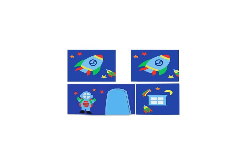 Middelseng med gardin Pino Astro Naturlig, Naturlig, Uten sklie, Med tunnel, 3 - Naturlig, Naturlig, Uten sklie, Med tunnel, 3 - Møbler - Barnemøbler - Barneseng & Juniorseng - Loftseng barn