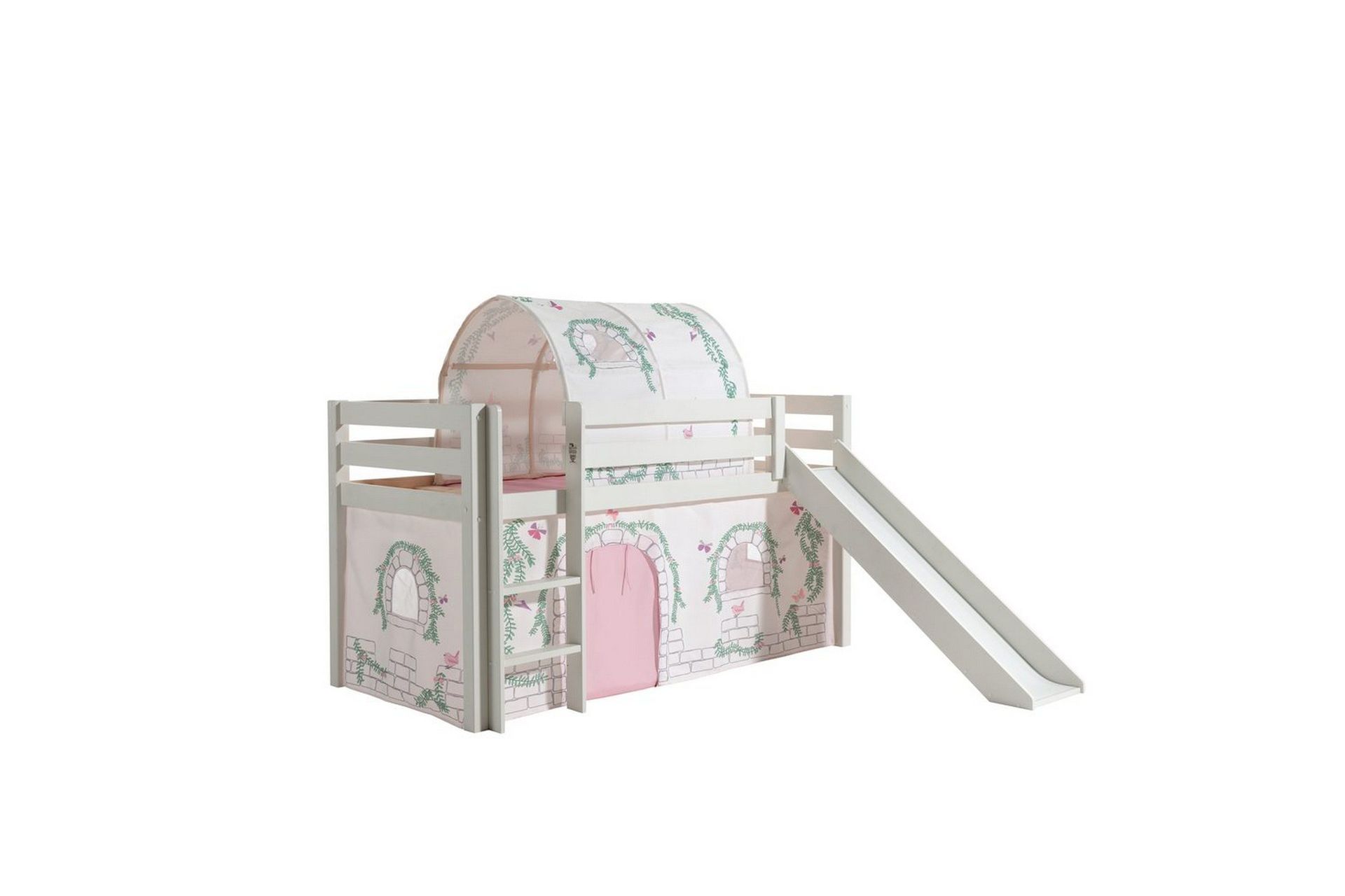 Middelseng med gardin Pino Birdy Hvit, Hvit, Med sklie, Birdy, Ingen lommer - Hvit, Hvit, Med sklie, Birdy, Ingen lommer