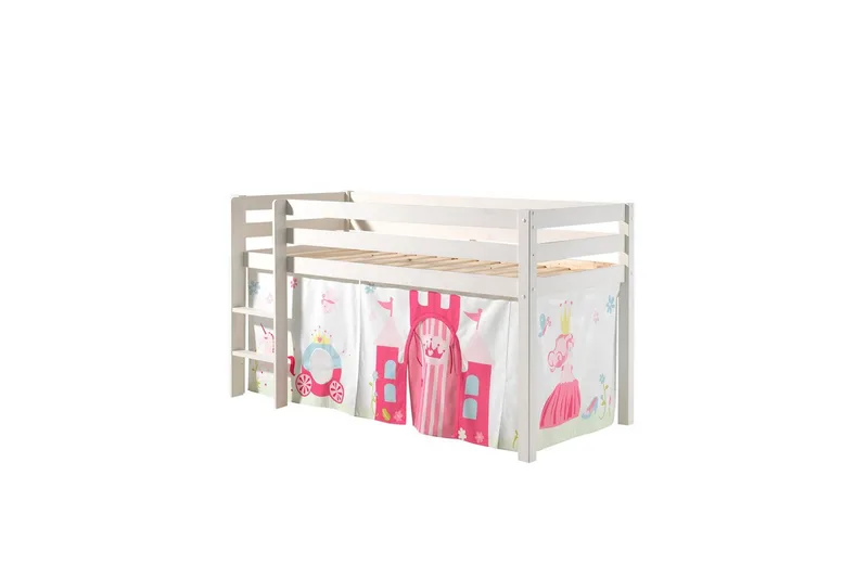 Middelseng med gardin Pino Princess Hvit, Hvit, Uten sklie, Uten tunnel, Ingen lommer, Hvit, Hvit, Uten sklie, Uten tunnel, Ingen lommer