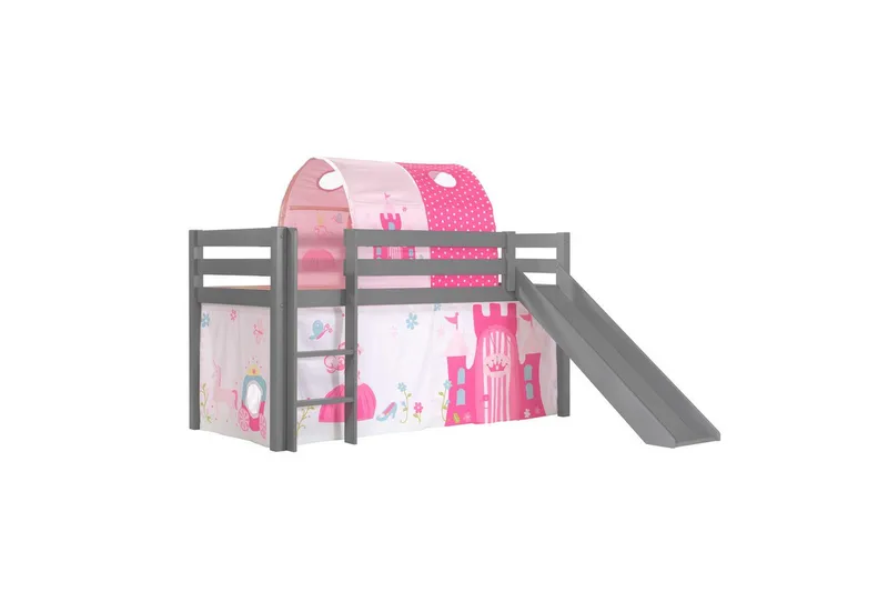 Middelseng med gardin Pino Princess Grå, Grå, Med sklie, Prinsesse, Ingen lommer, Grå, Grå, Med sklie, Prinsesse, Ingen lommer
