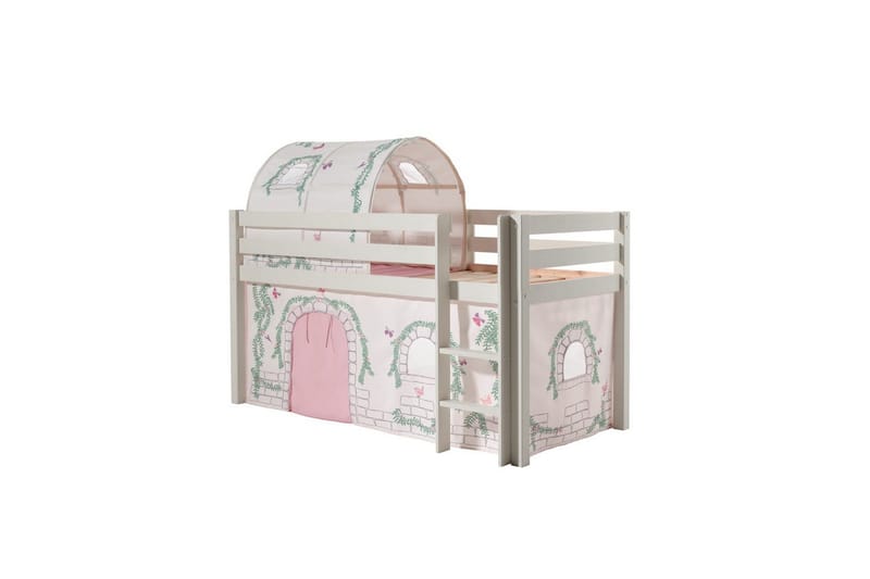 Middelseng med gardin Pino Birdy Hvit, Hvit, Uten sklie, Birdy, Ingen lommer - Hvit, Hvit, Uten sklie, Birdy, Ingen lommer - Møbler - Barnemøbler - Barneseng & Juniorseng - Loftseng barn