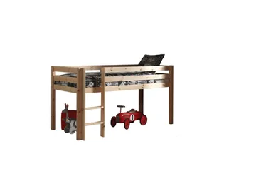 Middelseng med gardin Pino Spring Naturlig, Naturlig, Uten sklie, Vår, Fjær, Uten lommer - Naturlig, Naturlig, Uten sklie, Vår, Fjær, Uten lommer - Møbler - Barnemøbler - Barneseng & Juniorseng - Husseng