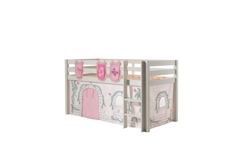 Middelseng med gardin Pino Birdy Hvit, Hvit, Uten sklie, Uten tunnel, 3, Hvit, Hvit, Uten sklie, Uten tunnel, 3