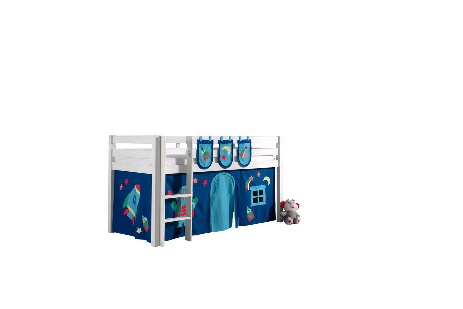 Middelseng med gardin Pino Astro Hvit, Hvit, Uten sklie, Uten tunnel, 3 - Hvit, Hvit, Uten sklie, Uten tunnel, 3