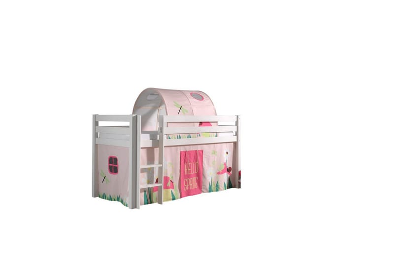 Middelseng med gardin Pino Spring Hvit, Hvit, Uten sklie, Vår, Fjær, Uten lommer, Hvit, Hvit, Uten sklie, Vår, Fjær, Uten lommer