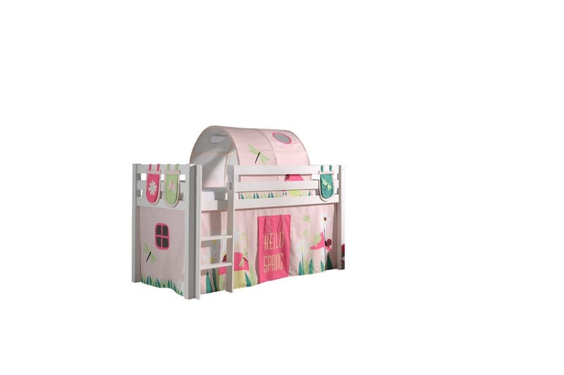 Middelseng med gardin Pino Spring Hvit, Hvit, Uten sklie, Vår, Fjær, 3, Hvit, Hvit, Uten sklie, Vår, Fjær, 3