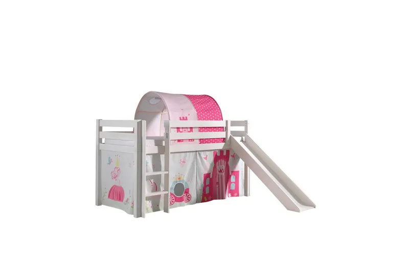 Middelseng med gardin Pino Princess Hvit, Hvit, Med sklie, Prinsesse, Ingen lommer, Hvit, Hvit, Med sklie, Prinsesse, Ingen lommer