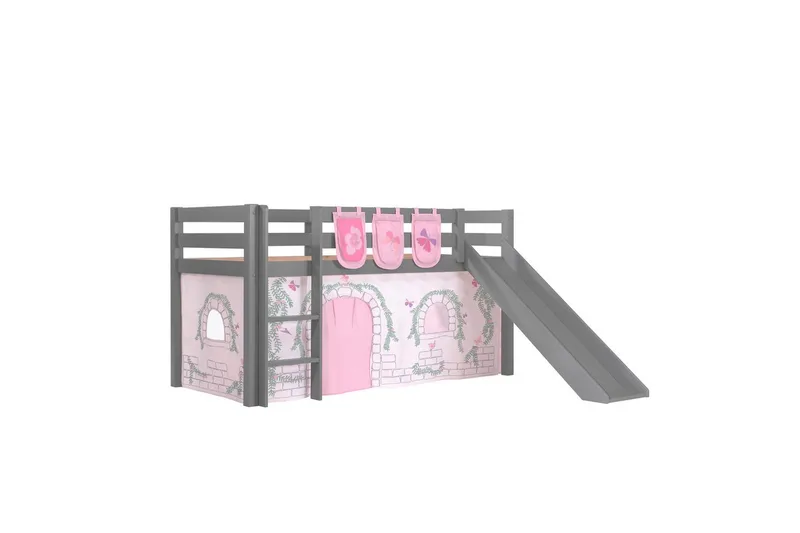 Middelseng med gardin Pino Birdy Grå, Grå, Med sklie, Uten tunnel, 3, Grå, Grå, Med sklie, Uten tunnel, 3