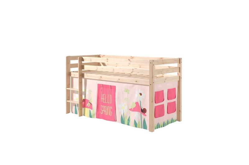 Middelseng med gardin Pino Spring Naturlig, Naturlig, Uten sklie, Uten tunnel, Uten lommer - Naturlig, Naturlig, Uten sklie, Uten tunnel, Uten lommer - Møbler - Barnemøbler - Barneseng & Juniorseng - Loftseng barn