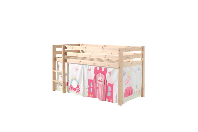 Middelseng med gardin Pino Princess Naturlig, Naturlig, Uten sklie, Uten tunnel, Ingen lommer - Naturlig, Naturlig, Uten sklie, Uten tunnel, Ingen lommer - Møbler - Barnemøbler - Barneseng & Juniorseng - Loftseng barn