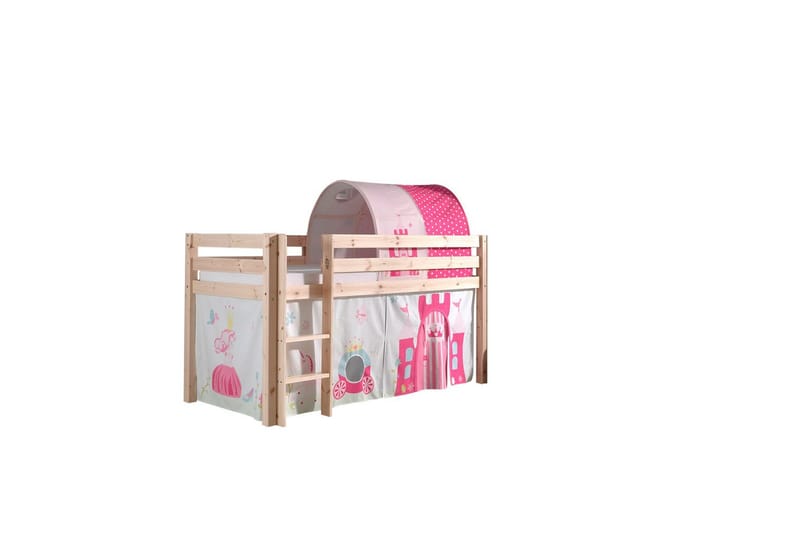 Middelseng med gardin Pino Princess Naturlig, Naturlig, Uten sklie, Prinsesse, Ingen lommer - Naturlig, Naturlig, Uten sklie, Prinsesse, Ingen lommer - Møbler - Barnemøbler - Barneseng & Juniorseng - Loftseng barn