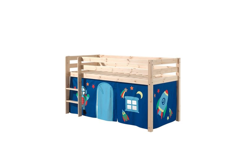 Middelseng med gardin Pino Astro Naturlig, Naturlig, Uten sklie, Uten tunnel, Ingen lommer - Naturlig, Naturlig, Uten sklie, Uten tunnel, Ingen lommer - Møbler - Barnemøbler - Barneseng & Juniorseng - Loftseng barn