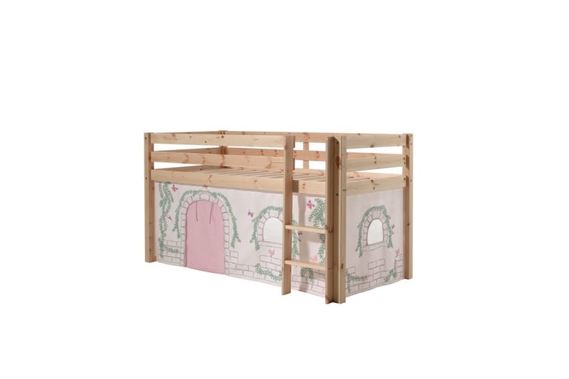 Middelseng med gardin Pino Birdy Naturlig, Naturlig, Uten sklie, Uten tunnel, Ingen lommer - Naturlig, Naturlig, Uten sklie, Uten tunnel, Ingen lommer - Møbler - Barnemøbler - Barneseng & Juniorseng - Køyeseng barn
