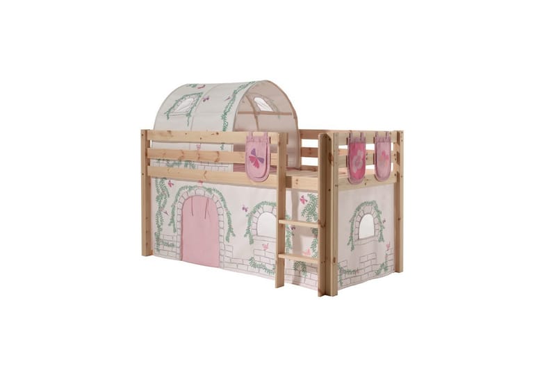 Middelseng med gardin Pino Birdy Naturlig, Naturlig, Uten sklie, Birdy, 3 - Naturlig, Naturlig, Uten sklie, Birdy, 3 - Møbler - Barnemøbler - Barneseng & Juniorseng - Køyeseng barn