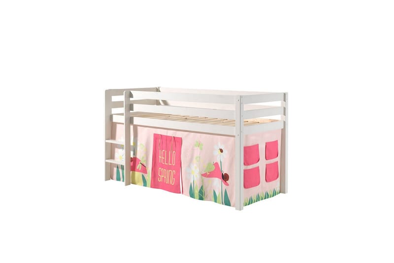 Middelseng med gardin Pino Spring Hvit, Hvit, Uten sklie, Uten tunnel, Uten lommer - Hvit, Hvit, Uten sklie, Uten tunnel, Uten lommer - Møbler - Barnemøbler - Barneseng & Juniorseng - Køyeseng barn