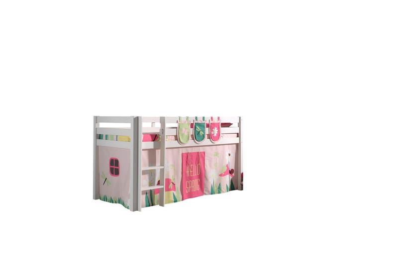 Middelseng med gardin Pino Spring Hvit, Hvit, Uten sklie, Uten tunnel, 3 - Hvit, Hvit, Uten sklie, Uten tunnel, 3 - Møbler - Barnemøbler - Barneseng & Juniorseng - Køyeseng barn