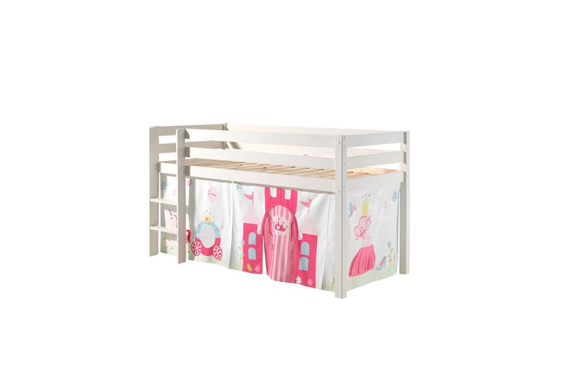 Middelseng med gardin Pino Princess Hvit, Hvit, Uten sklie, Uten tunnel, Ingen lommer - Hvit, Hvit, Uten sklie, Uten tunnel, Ingen lommer - Møbler - Barnemøbler - Barneseng & Juniorseng - Køyeseng barn