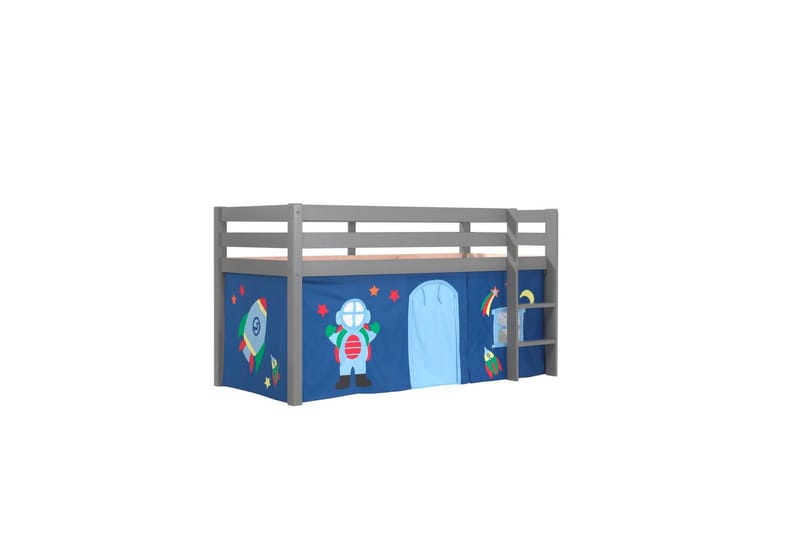 Middelseng med gardin Pino Astro Grå, Grå, Uten sklie, Uten tunnel, Ingen lommer - Grå, Grå, Uten sklie, Uten tunnel, Ingen lommer - Møbler - Barnemøbler - Barneseng & Juniorseng - Køyeseng barn