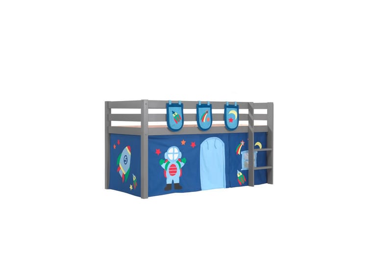 Middelseng med gardin Pino Astro Grå, Grå, Uten sklie, Uten tunnel, 3 - Grå, Grå, Uten sklie, Uten tunnel, 3 - Møbler - Barnemøbler - Barneseng & Juniorseng - Køyeseng barn