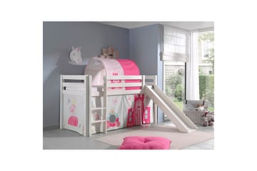 Middelseng med gardin Pino Princess Hvit, Hvit, Med sklie, Prinsesse, Ingen lommer - Hvit, Hvit, Med sklie, Prinsesse, Ingen lommer - Møbler - Barnemøbler - Barneseng & Juniorseng - Husseng