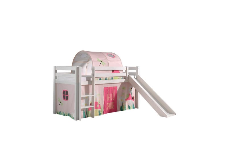 Middelseng med gardin Pino Spring Hvit, Hvit, Med sklie, Vår, Fjær, Uten lommer, Hvit, Hvit, Med sklie, Vår, Fjær, Uten lommer