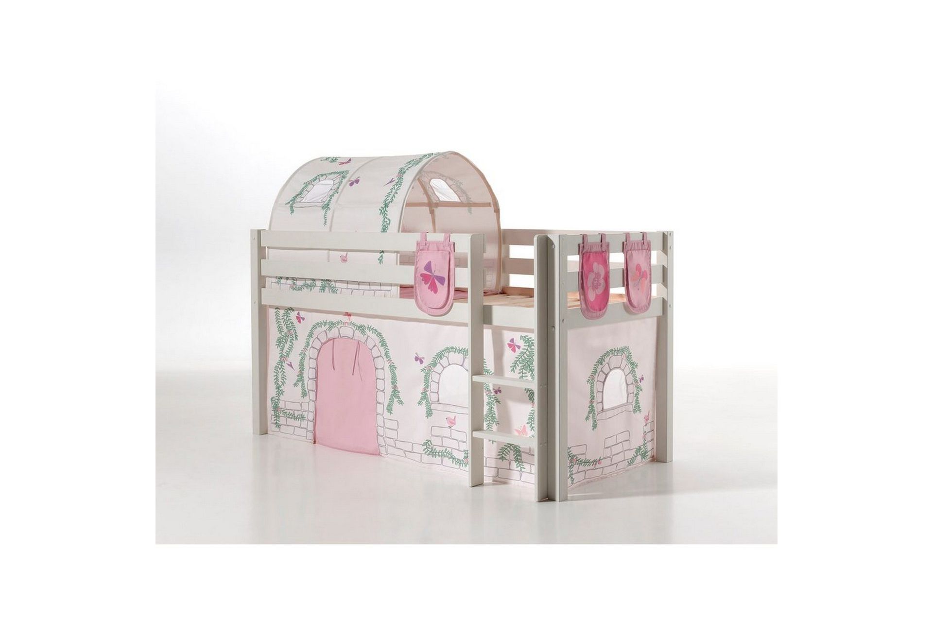 Middelseng med gardin Pino Birdy Hvit, Hvit, Uten sklie, Birdy, 3 - Hvit, Hvit, Uten sklie, Birdy, 3