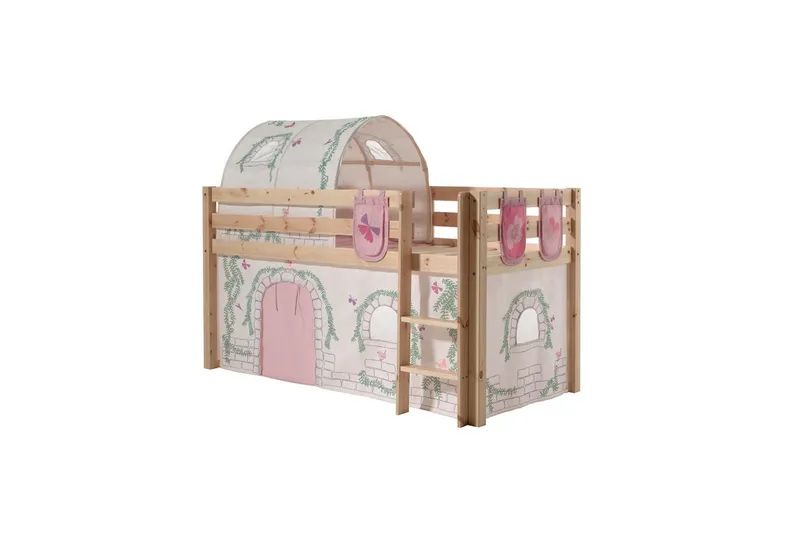 Middelseng med gardin Pino Birdy Naturlig, Naturlig, Uten sklie, Birdy, 3 - Naturlig, Naturlig, Uten sklie, Birdy, 3 - Møbler - Barnemøbler - Barneseng & Juniorseng - Loftseng barn