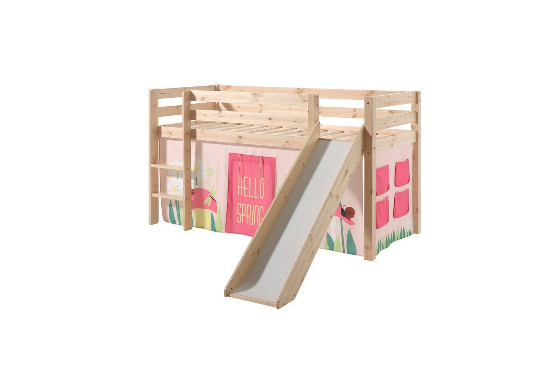 Middelseng med gardin Pino Spring Naturlig, Naturlig, Med sklie, Uten tunnel, Uten lommer - Naturlig, Naturlig, Med sklie, Uten tunnel, Uten lommer