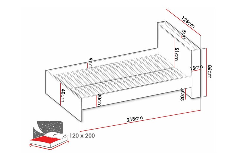 Rathmore Junior Seng 120x200 cm - Grå - Barneseng & Juniorseng