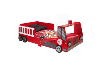 Säng med garderob Vipack Brandbil Röd 70x140 cm Vipack Red - Møbler - Barnemøbler - Barneseng & Juniorseng - Bilseng