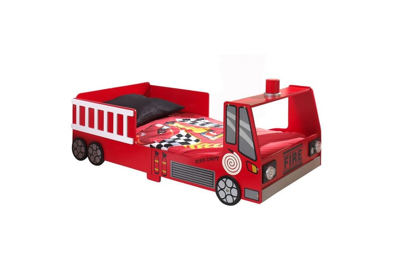 Seng for småbarn brannbil rød 70x140 cm Med Madrass, Med Madrass