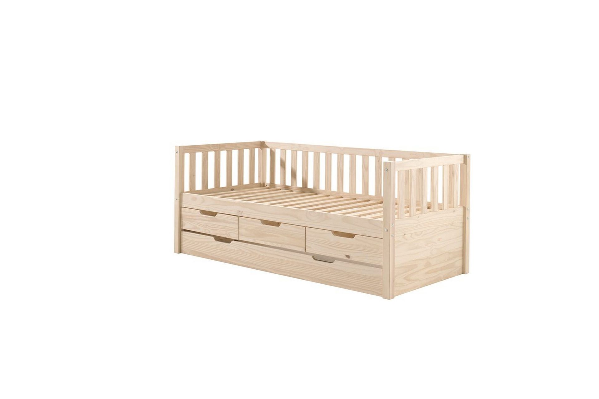 Seng Fritz med 3 skuffer og underbed Naturlig - Naturlig