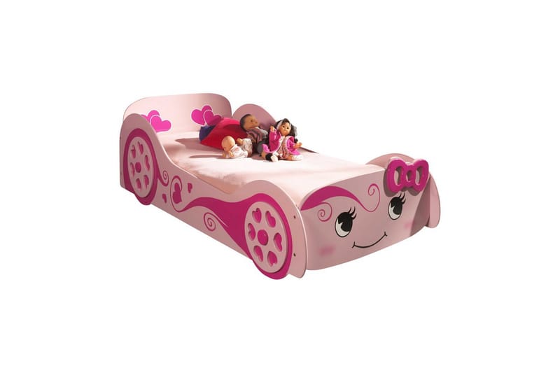 Seng Love Car Rosa 90x200 cm Med Madrass - Med Madrass - Møbler - Barnemøbler - Barneseng & Juniorseng