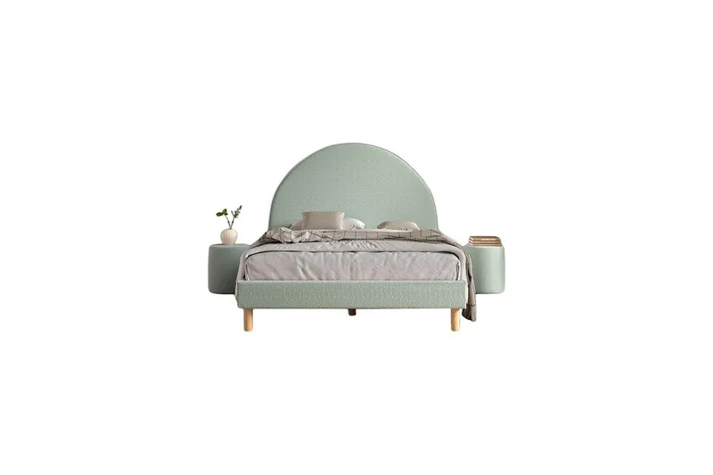 Seng med 2 nattbord Måne 140x200 cm Oliven Grønn - Oliven Grønn - Møbler - Barnemøbler - Barneseng & Juniorseng