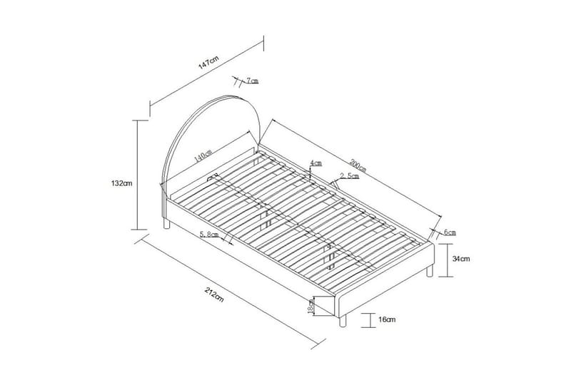 Seng med 2 nattbord Måne 140x200 cm Oliven Grønn - Oliven Grønn - Møbler - Barnemøbler - Barneseng & Juniorseng