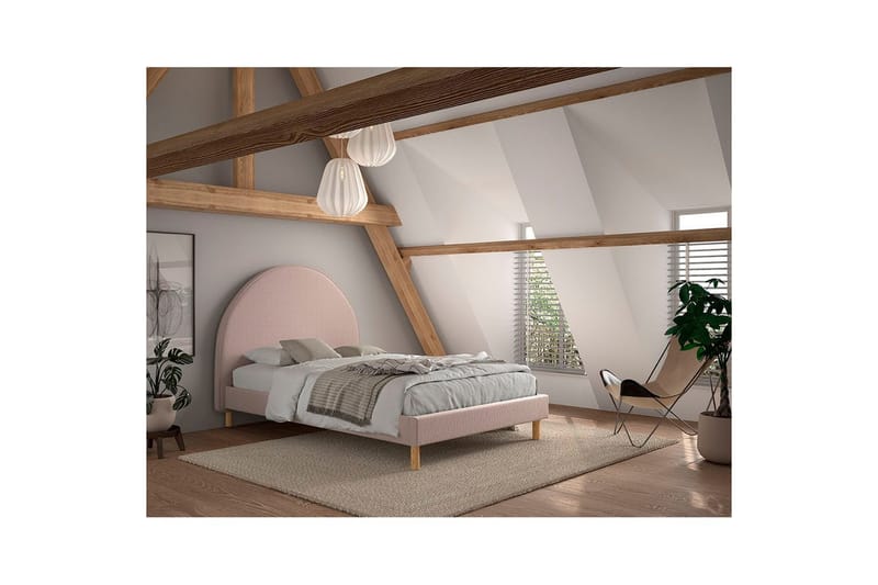 Seng med 2 nattbord Måne 140x200 cm Rosa - Rosa - Møbler - Barnemøbler - Barneseng & Juniorseng